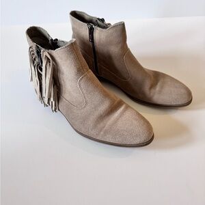 Fringe detail Suede Leather Tan Ankle Boots